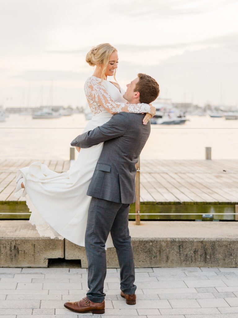 Newport Rhode Island wedding sunset portraits