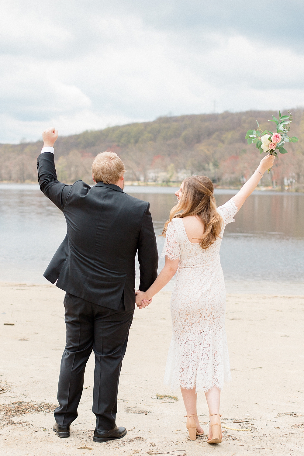 lakefront wedding portrait